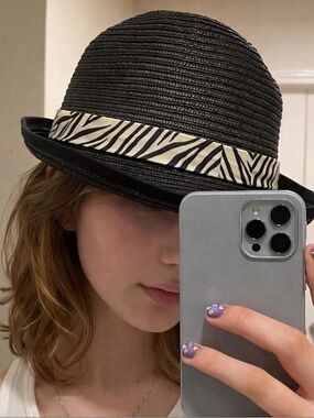 H&M Black Woven Fedora with Subtle Shine